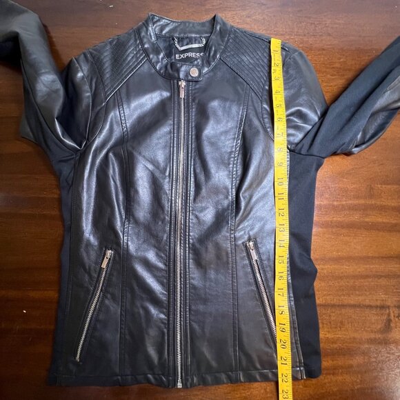 Express Leather Jacket Gothic Witchy Grunge Minimalist Black Vegan Size Medium - Picture 7 of 10